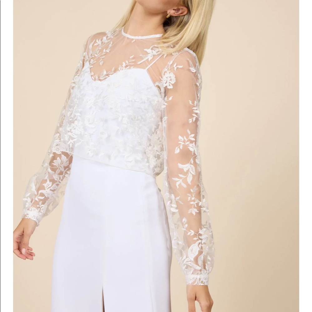Park & Fifth Hayes Topper, White, Daphne Lace, XS